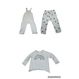 Grayson Collective Bundle Kids 2T Rainbow Sweatshirt Overalls Star Pants 3pc Set